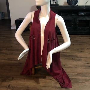 Burgundy vest kimono